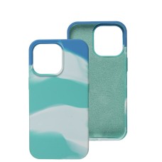 Чохол для iPhone 13 Pro Aquarelle full бірюзово-білий