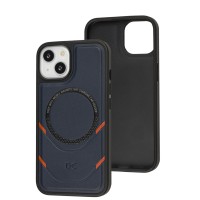 Чохол для iPhone 13 MagSafe eco-leather + MagSafe popSocket midnighte blue
