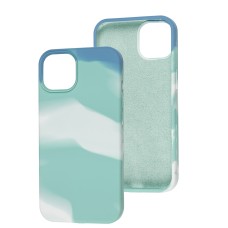 Чохол для iPhone 13 Aquarelle full бірюзово-білий