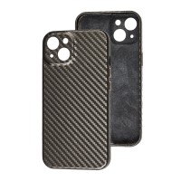 Чохол для iPhone 13 Leather carbon Full camera сірий