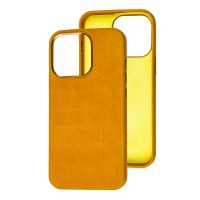 Чохол для iPhone 13 Leather croco full жовтий