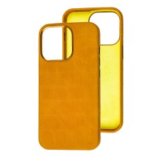 Чохол для iPhone 13 Leather croco full жовтий