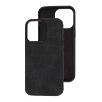 Чохол для iPhone 13 Leather croco full black