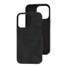Чохол для iPhone 13 Leather croco full black