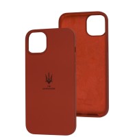 Чохол для iPhone 14 Plus Silicone Full Тризуб темно-червоний