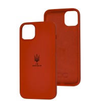 Чохол для iPhone 14 Plus Silicone Full Тризуб червоний