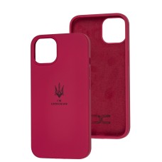 Чохол для iPhone 14 Plus Silicone Full Тризуб малиновий