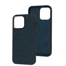 Чохол для iPhone 14 Pro Max Leather croco full green