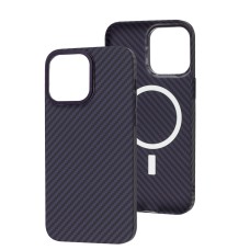 Чохол для iPhone 14 Pro Max Carbon MagSafe deep purple