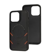 Чохол для iPhone 14 Pro Max MagSafe eco-leather + MagSafe popSocket black
