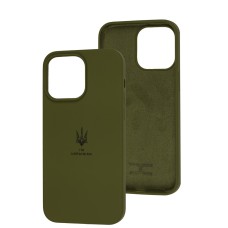 Чохол для iPhone 14 Pro Max Silicone Full Тризуб зелений