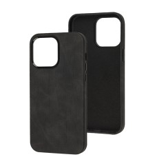 Чохол для iPhone 14 Pro Max Leather croco full black