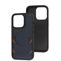 Чохол для iPhone 14 Pro MagSafe eco-leather + MagSafe popSocket midnighte blue