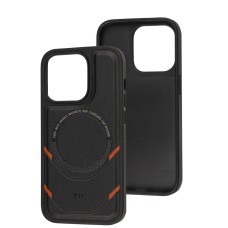 Чохол для iPhone 14 Pro MagSafe eco-leather + MagSafe popSocket black