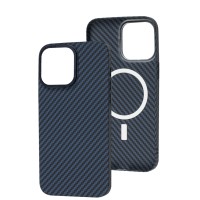 Чохол для iPhone 14 Pro Carbon MagSafe blue