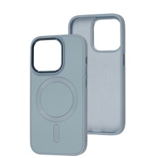 Чохол для iPhone 14 Pro Bonbon Leather Metal MagSafe mist blue