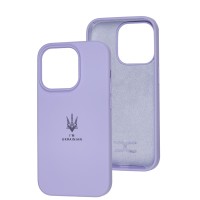 Чохол для iPhone 14 Pro Silicone Full Тризуб лавандовий