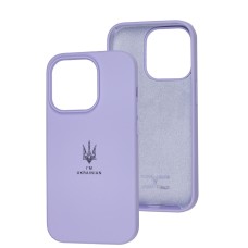 Чохол для iPhone 14 Pro Silicone Full Тризуб лавандовий