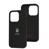 Чохол для iPhone 14 Pro Silicone Full Тризуб чорний