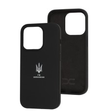 Чохол для iPhone 14 Pro Silicone Full Тризуб чорний