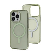 Чохол для iPhone 14 Pro Clear color MagSafe green