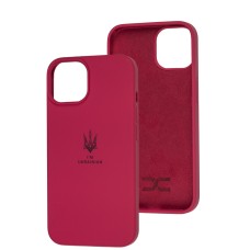 Чохол для iPhone 14 Silicone Full Тризуб малиновий