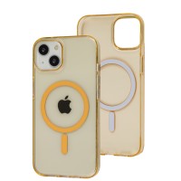 Чохол для iPhone 14 Clear color MagSafe orange