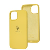 Чохол для iPhone 14 Silicone Full Тризуб жовтий