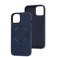 Чохол для iPhone 14 Bonbon Leather Metal MagSafe navy blue