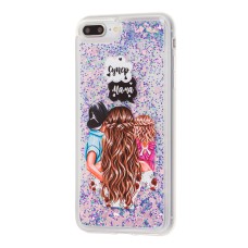 Чохол для iPhone 7 Plus / 8 Plus блискітки вода New super mama with daughter and son