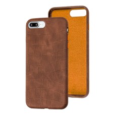 Чохол для iPhone 7 Plus / 8 Plus Leather croco full коричневий
