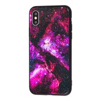 Чохол для iPhone X / Xs космос малиновий