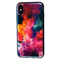 Чохол для iPhone X силікон перламут червоні квіти