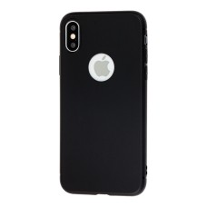 Чохол для iPhone X/Xs силіконовий матовий під чорне яблуко