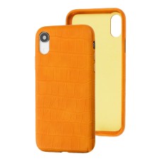 Чохол для iPhone Xr Leather croco full жовтий