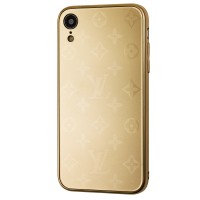 Чохол для iPhone Xr glass LV золотистий