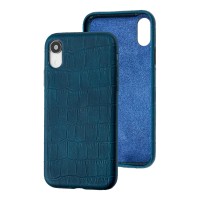 Чохол для iPhone Xr Leather croco full зелений