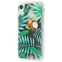 Чохол для iPhone Xr блискітки вода New зелений "кокос"