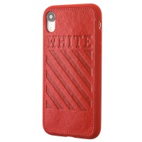 Чохол для iPhone Xr off-white leather червоний