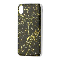Чохол для iPhone Xr мармур чорний з цукерки