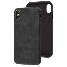 Чохол для iPhone Xs Max Leather croco full black
