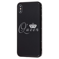 Чохол для iPhone Xs Max HQ glass "корольова 01" чорний