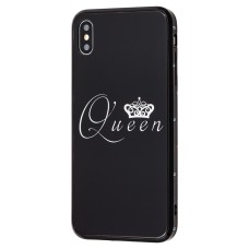 Чохол для iPhone Xs Max HQ glass "корольова 01" чорний