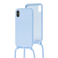 Чохол для iPhone Xs Max Lanyard без logo sky blue