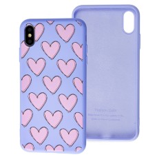 Чохол для iPhone Xs Max Liquid "серця" блакитний