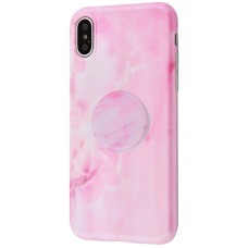 Чохол для iPhone Xs Max мармур "Benzo з попсокет №01"