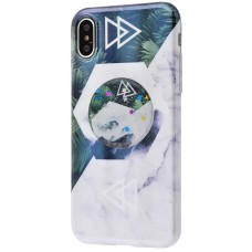 Чохол для iPhone Xs Max мармур "Benzo з попсокет №03"