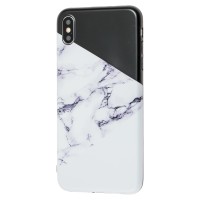 Чохол для iPhone Xs Max IMD мармур біло-чорний