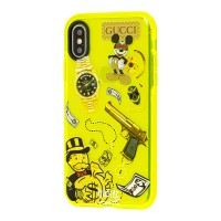 Чохол для iPhone Xs Max Neon print Міккі Маус glamor