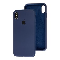 Чохол для iPhone Xs Max Silicone Slim Full camera темно-синій